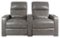 RowOne - Prestige Straight 2-Chair Leather Power Recline Home Theater Seating - Grey-Front_Standard