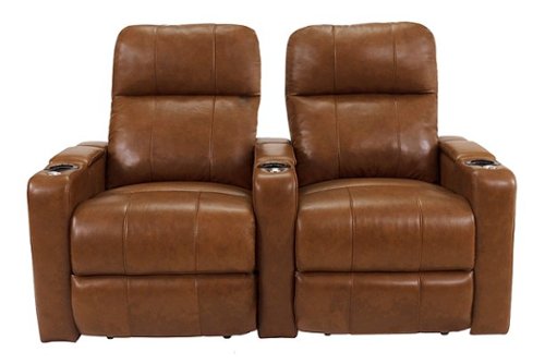 RowOne - Prestige Straight 2-Chair Leather Power Recline Home Theater Seating - Brown