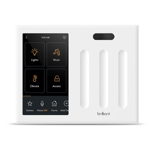 Image of Brilliant - Wi-Fi Smart 3-Switch Home Control Panel with Voice Assistant - White