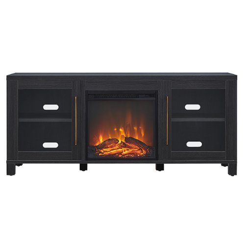 Camden&Wells - Foster Log Fireplace TV Stand for TVs Up to 65" - Charcoal Gray