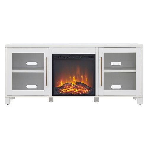 Camden&Wells - Foster Log Fireplace TV Stand for TVs Up to 65" - White