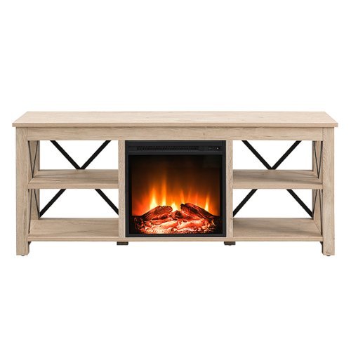 Camden&Wells - Sawyer Log Fireplace TV Stand for TVs Up to 65" - White Oak