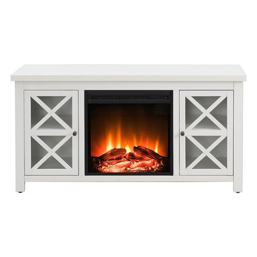 Camden&Wells - Colton Log Fireplace TV Stand for TVs Up to 55" - White