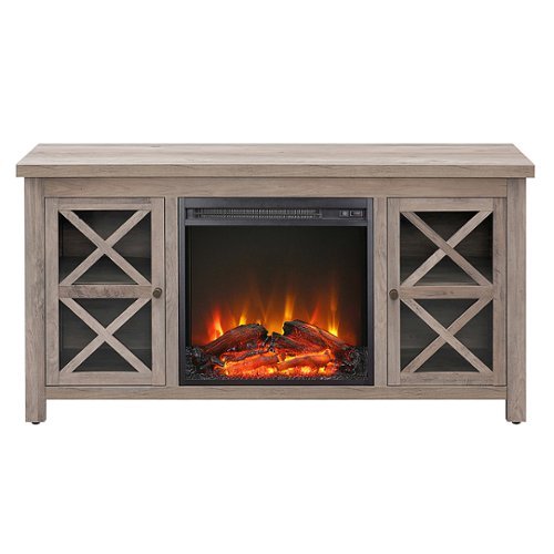 Camden&Wells - Colton Log Fireplace TV Stand for TVs Up to 55" - Gray Oak