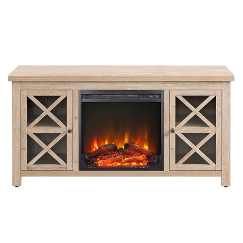 Camden&Wells - Colton Log Fireplace TV Stand for TVs Up to 55" - White Oak