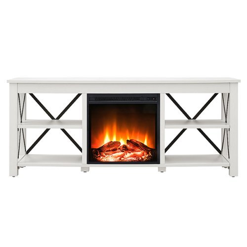 Camden&Wells - Sawyer Log Fireplace TV Stand for TVs Up to 65" - White