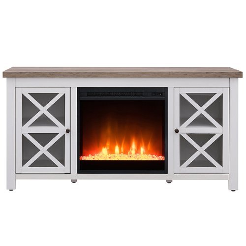 Camden&Wells - Colton Crystal Fireplace TV Stand for TVs Up to 55" - White/Gray Oak