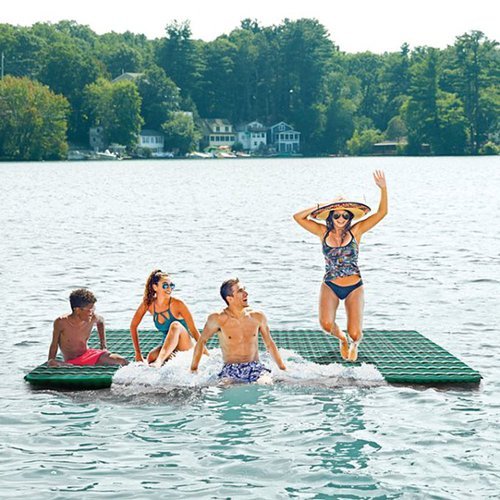 Aqua Leisure - 11 Foot Inflatable and Supersized Floating Party Platform, Stripes - Multi-Front_Standard 