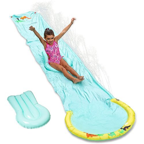 Hoovy - 16 Foot Kids Backyard Water Splash Slip and Slide Toy with Bodyboard - Multi
