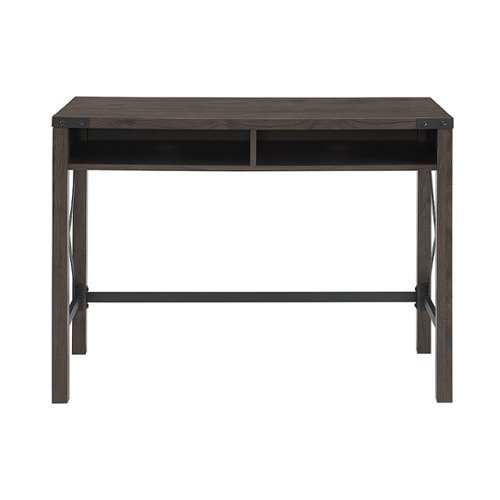 Walker Edison - 42" Modern Farmhouse Wood X-Frame Cubby Computer Desk - Ash Grey-Front_Standard 
