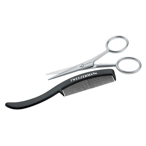 Tweezerman - Moustache Scissors & Comb - Stainless/Black