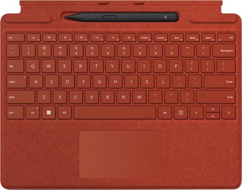 Microsoft - Surface Slim Pen 2 and Pro Signature Keyboard for Pro X, 8, 9 - Poppy Red Alcantara Material