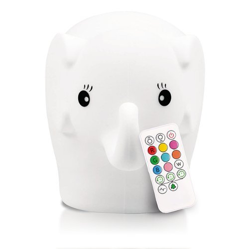 LumiPets - Kids' Night Light Elephant Lamp with Remote - White