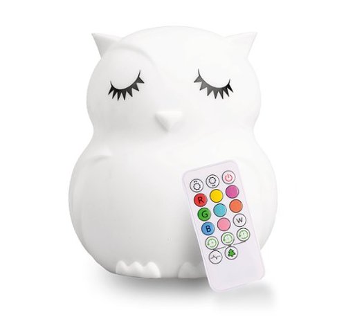 LumiPets - Kids' Night Light Owl Lamp with Remote - White