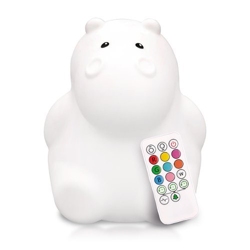 LumiPets - LED Kids' Night Light Hippo Lamp with Remote - White