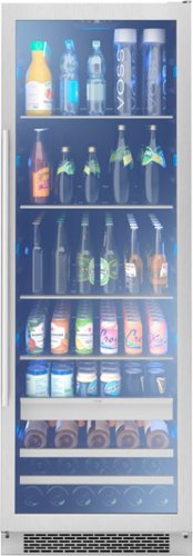 Zephyr - Presrv 24 in. 19-Bottle and 266-Can Single Zone Full Size Beverage Cooler - Stainless steel and glass