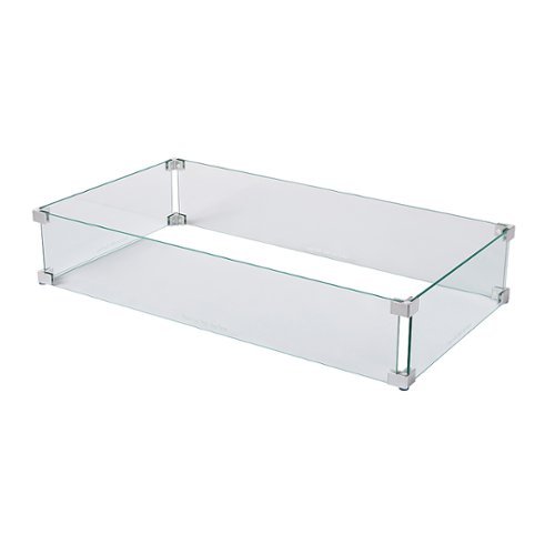 Fire Sense - Tempered Glass Wind Guard for Rectangle LPG Fire Pits - Clear