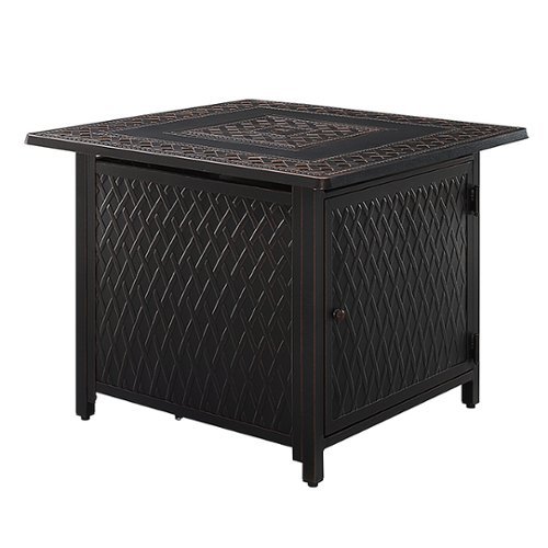 Fire Sense - Downey Square Aluminum LPG Fire Pit - Antique Bronze