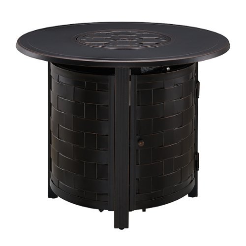 Fire Sense - Dylan Round Aluminum LPG Fire Pit - Antique Bronze