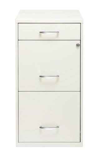 Hirsh - Metal 3-Drawer Organizer File Cabinet with Pencil Drawer - Pearl White