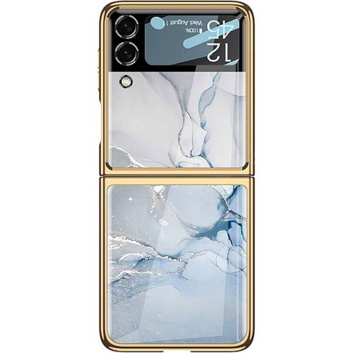 SaharaCase - Marble Series Case for Samsung Galaxy Z Flip3 5G - Blue/Gold