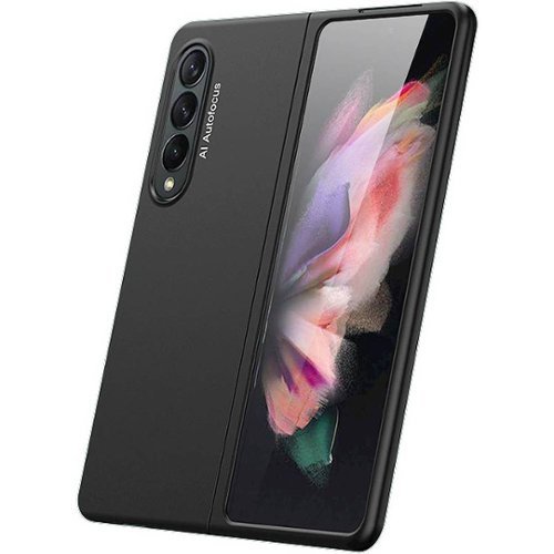 SaharaCase - Hard Shell Silicone Case for Samsung Galaxy Z Fold3 5G - Black-Left_Standard 