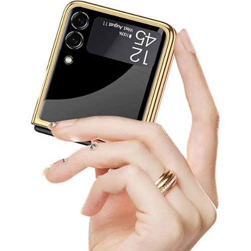 SaharaCase Marble Series Case for Samsung Galaxy Z Flip3 5G - Black/Gold GLOBAL SHIPPING