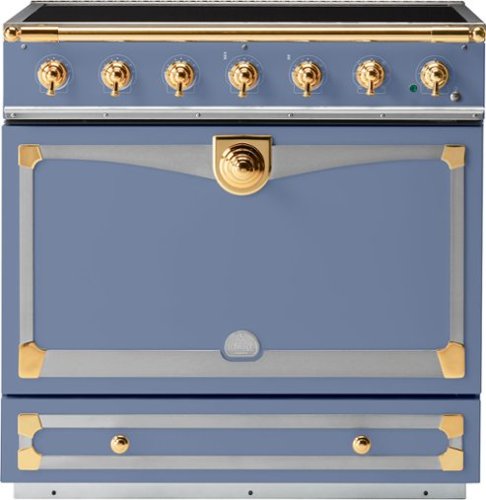 La Cornue - 90 Induction Range Provence Blue with Stainless Steel & Polished Brass - Multi