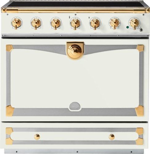 La Cornue - 90 Induction Range Pure White with Stainless Steel & Polished Brass - Multi