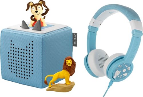 Tonies - Toniebox Bundle with Playtime Puppy, Lion King and Headphones – Screen-Free Audio Player ,Educational Experience - blue