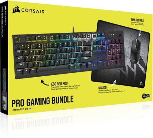 CORSAIR - K60 RGB PRO Full-size Wired Gaming Bundle 2021 Edition - M55 RGB PRO - MM300 Mouse Pad - Black