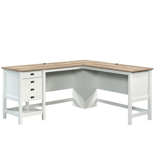 UPC 042666073707 product image for Sauder - Cottage Road L with Oak Finish Top Desk - Soft White | upcitemdb.com