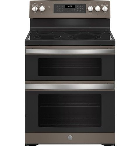 GE - 6.6 Cu. Ft. Freestanding Double Oven Electric Convection Range with Self-Steam Cleaning and No-Preheat Air Fry - Slate