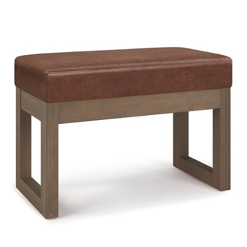 Simpli Home - Milltown Footstool Small Ottoman Bench - Distressed Saddle Brown