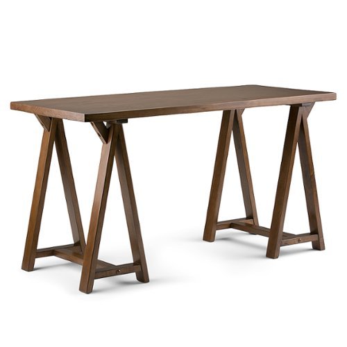 Simpli Home - Sawhorse Writing Desk - Medium Saddle Brown