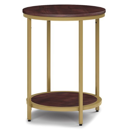 Simpli Home - Jenna Round Side Table - Dark Brown and Gold