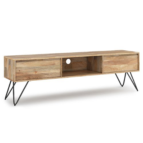 Simpli Home - Hunter SOLID MANGO WOOD 68 inch Wide Industrial TV Media Stand in Natural For TVs up to 75 inches - Natural