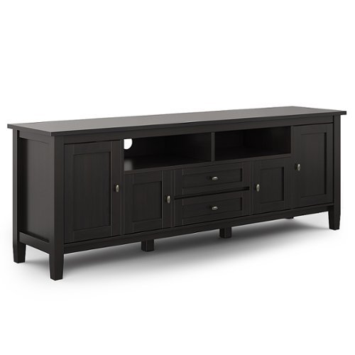 Simpli Home - Warm Shaker SOLID WOOD 72 inch Wide Transitional TV Media Stand in Hickory Brown For TVs up to 80 inches - Hickory Brown