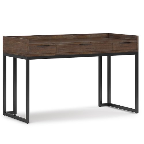 Simpli Home - Milverton SOLID ACACIA WOOD Modern Industrial 54 inch Wide Desk in - Rustic Natural Aged Brown