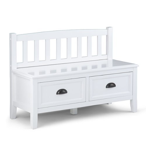 Simpli Home - Burlington SOLID WOOD 42 inch Wide Transitional Entryway Storage Bench with Drawers in - White