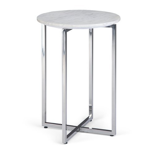 Simpli Home - Marsden Side Table with Chrome Base - White, Silver