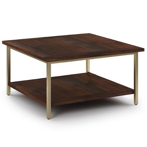Simpli Home - Skyler Square Coffee Table - Dark Brown / Gold
