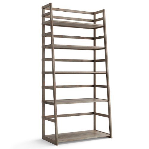 Simpli Home - Acadian Ladder Shelf Bookcase - Distressed Grey
