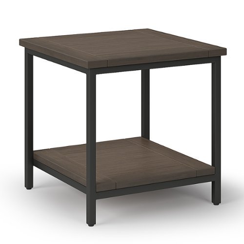 Simpli Home - Skyler SOLID MANGO WOOD and Metal 22 inch Wide Square Industrial End Table in - Walnut Brown