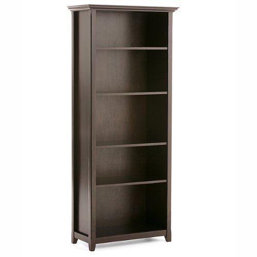 Photos - Display Cabinet / Bookcase Simpli Home  Amherst 5 Shelf Bookcase - Hickory Brown AXCRAMH09-HIC 