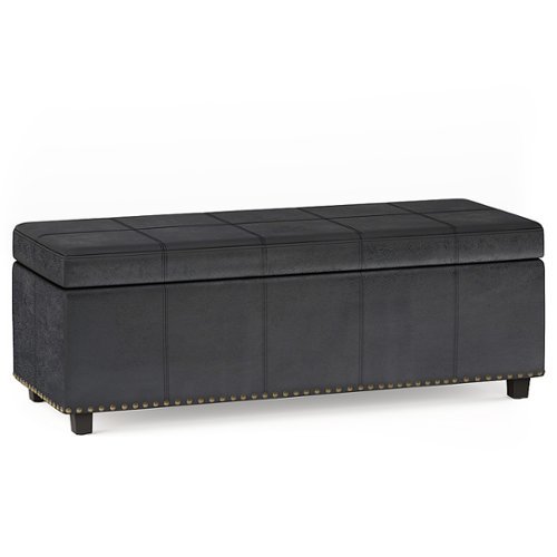 Simpli Home - Kingsley Large Storage Ottoman - Distressed Black