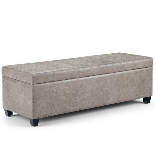 Simpli Home - Avalon Storage Ottoman Bench - Distressed Grey Taupe