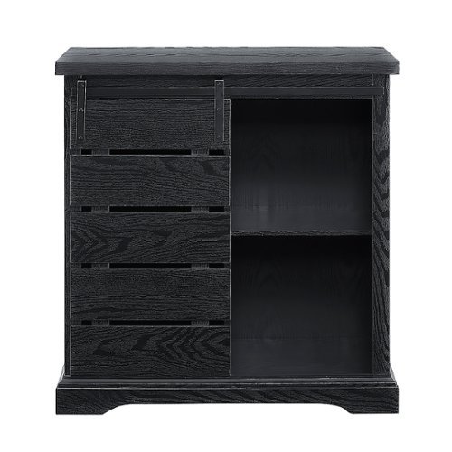 Walker Edison - Sliding Slat Door Accent Cabinet - Black-Front_Standard 