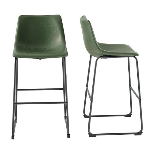 Walker Edison - Contemporary Faux Leather Dining Chairs set of 2 - Green