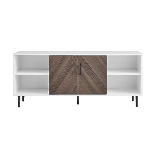 Walker Edison - Bookmatch Door TV Stand for Most TVs up to 65” - Ash Brown Bookmatch/ Solid White